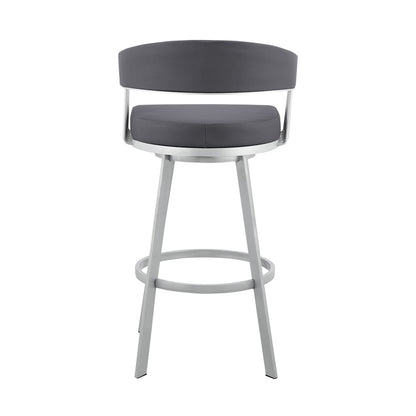 Armen Living - Chelsea 29in Slate Grey Faux Leather and Silver Metal Bar Stool - LCCSBASLGR30 veiw 5