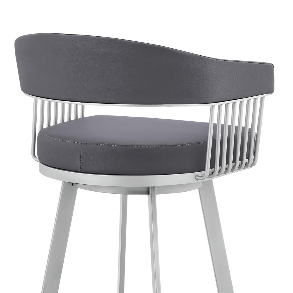 Armen Living - Chelsea 29in Slate Grey Faux Leather and Silver Metal Bar Stool - LCCSBASLGR30 veiw 7