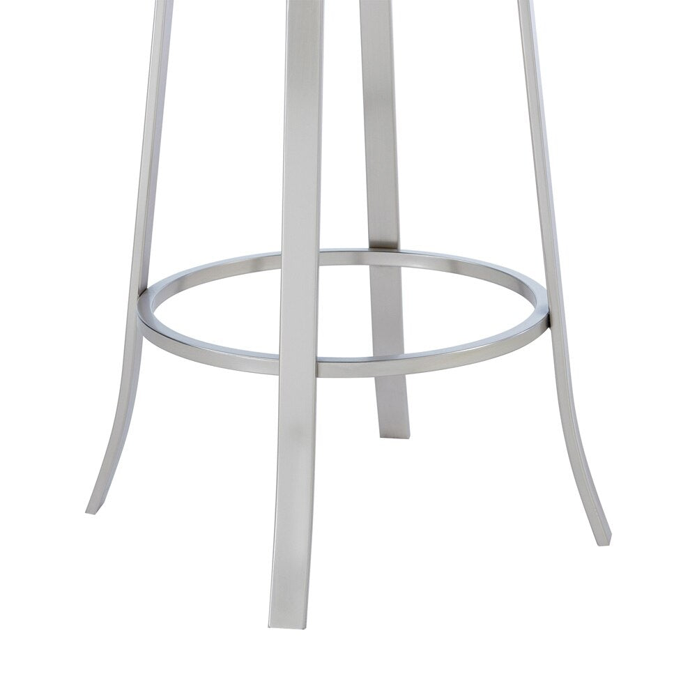 Armen Living - Cherie Contemporary 26in Counter Height Barstool in Brushed Stainless Steel Finish and Gray Faux Leather - LCCHBABSGR26 veiw 6