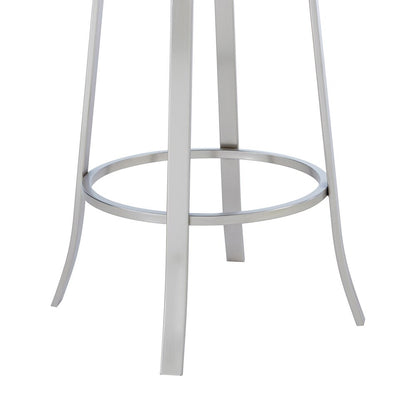 Armen Living - Cherie Contemporary 26in Counter Height Barstool in Brushed Stainless Steel Finish and Gray Faux Leather - LCCHBABSGR26 veiw 6