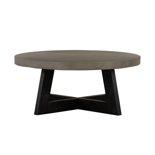 Armen Living - Chester Modern Concrete and Acacia Round Coffee Table - LCCHCOCC veiw 1