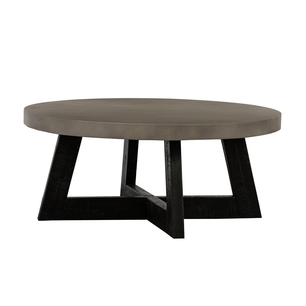 Armen Living - Chester Modern Concrete and Acacia Round Coffee Table - LCCHCOCC veiw 2