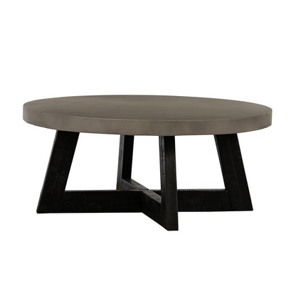 Armen Living - Chester Modern Concrete and Acacia Round Coffee Table - LCCHCOCC veiw 2