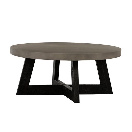 Armen Living - Chester Modern Concrete and Acacia Round Coffee Table - LCCHCOCC veiw 2