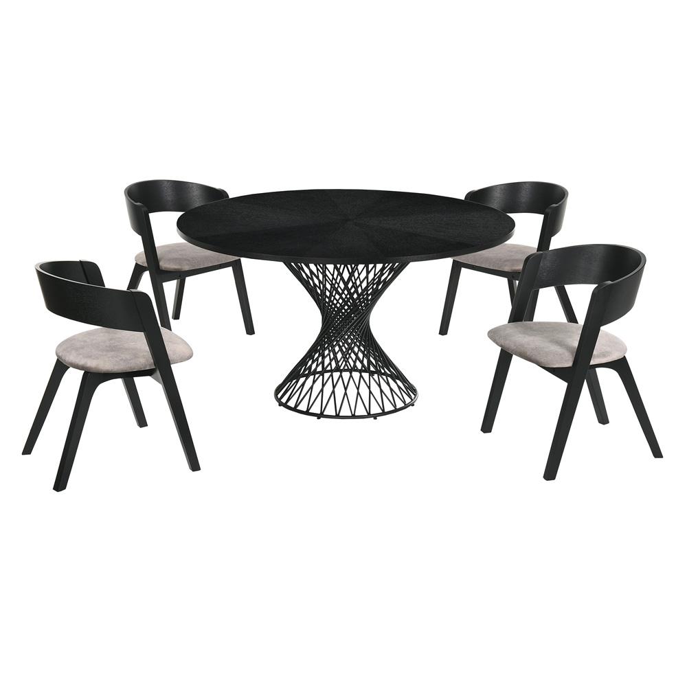 Armen Living - Cirque and Jackie 5 Piece Black Round Dining Set - SETCQDIBLK5E veiw 1