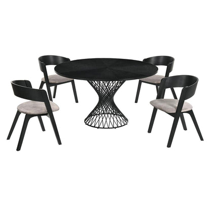 Armen Living - Cirque and Jackie 5 Piece Black Round Dining Set - SETCQDIBLK5E veiw 1