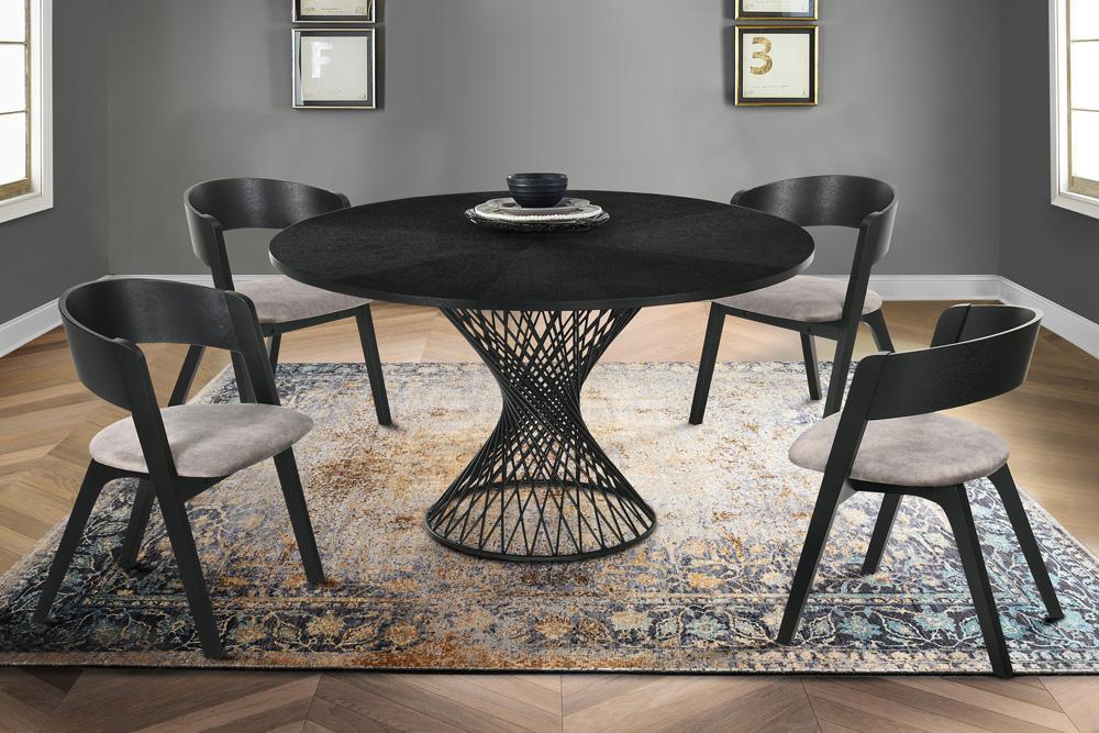 Armen Living - Cirque and Jackie 5 Piece Black Round Dining Set - SETCQDIBLK5E veiw 8
