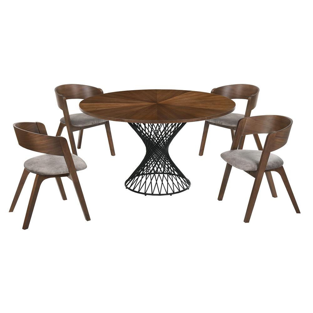Armen Living - Cirque and Jackie 5 Piece Walnut Round Dining Set - SETCQDIWA5E veiw 1