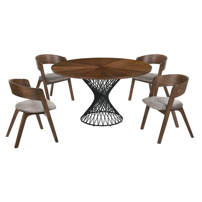 Armen Living - Cirque and Jackie 5 Piece Walnut Round Dining Set - SETCQDIWA5E veiw 1
