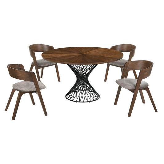 Armen Living - Cirque and Jackie 5 Piece Walnut Round Dining Set - SETCQDIWA5E veiw 1