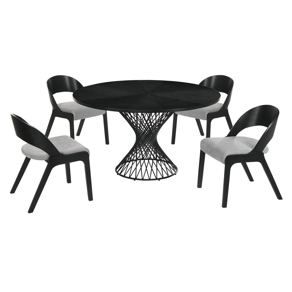 Armen Living - Cirque and Polly 5 Piece Black Round Dining Set - SETCQDIBLK5C veiw 1
