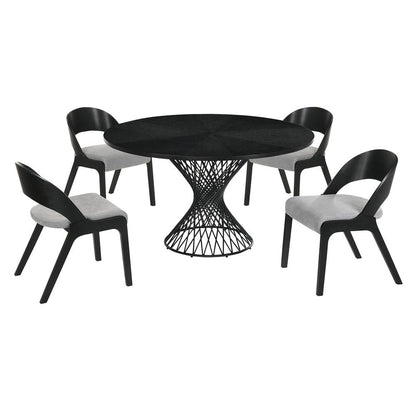 Armen Living - Cirque and Polly 5 Piece Black Round Dining Set - SETCQDIBLK5C veiw 1