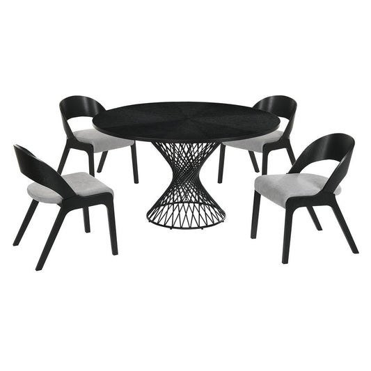Armen Living - Cirque and Polly 5 Piece Black Round Dining Set - SETCQDIBLK5C veiw 1