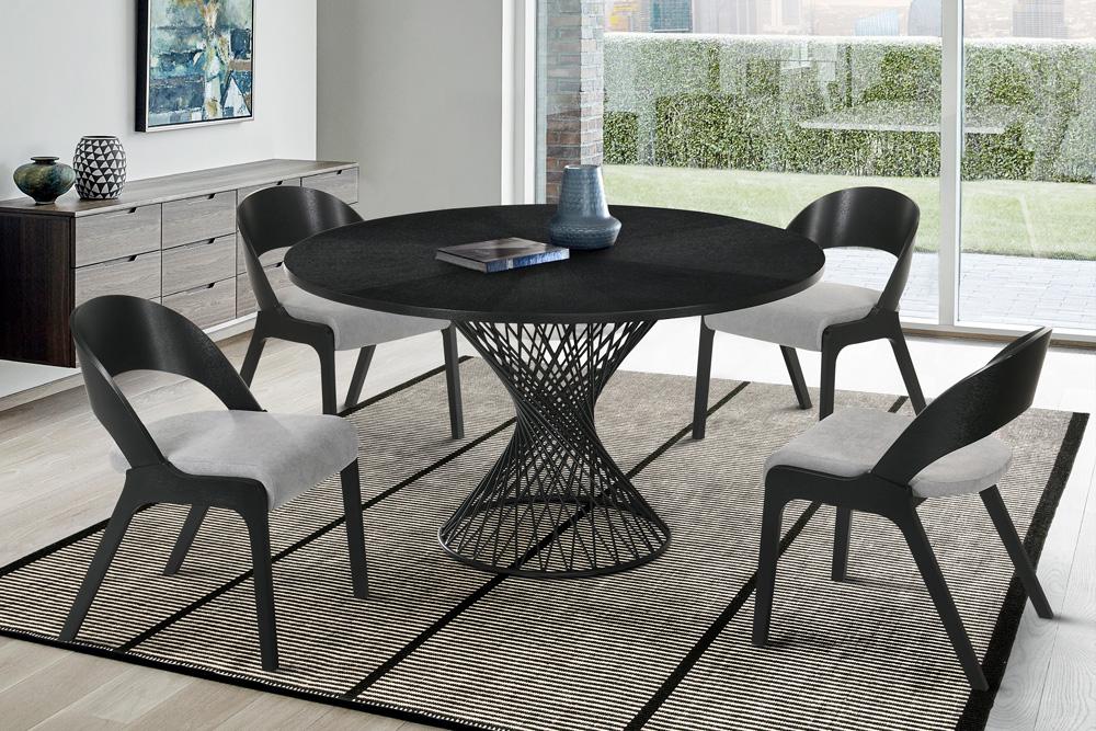 Armen Living - Cirque and Polly 5 Piece Black Round Dining Set - SETCQDIBLK5C veiw 8