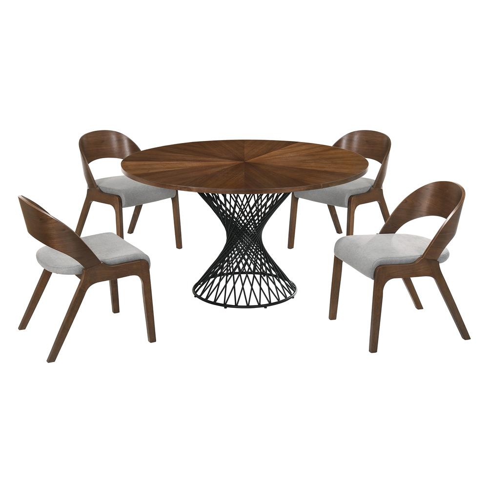 Armen Living - Cirque and Polly 5 Piece Walnut Round Dining Set - SETCQDIWA5C veiw 1