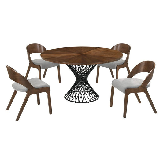 Armen Living - Cirque and Polly 5 Piece Walnut Round Dining Set - SETCQDIWA5C veiw 1