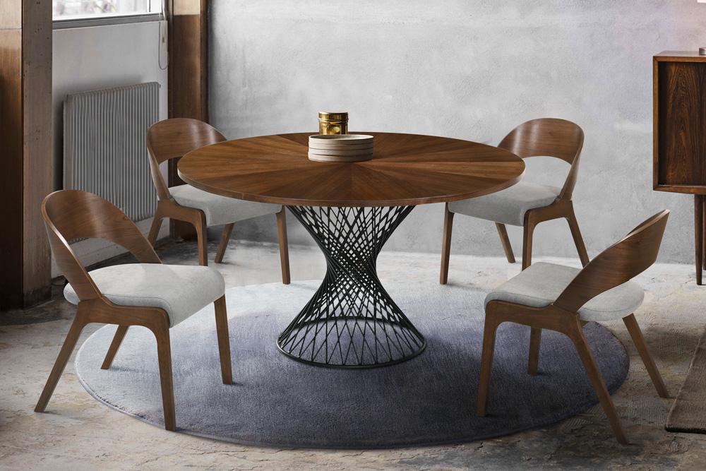 Armen Living - Cirque and Polly 5 Piece Walnut Round Dining Set - SETCQDIWA5C veiw 8