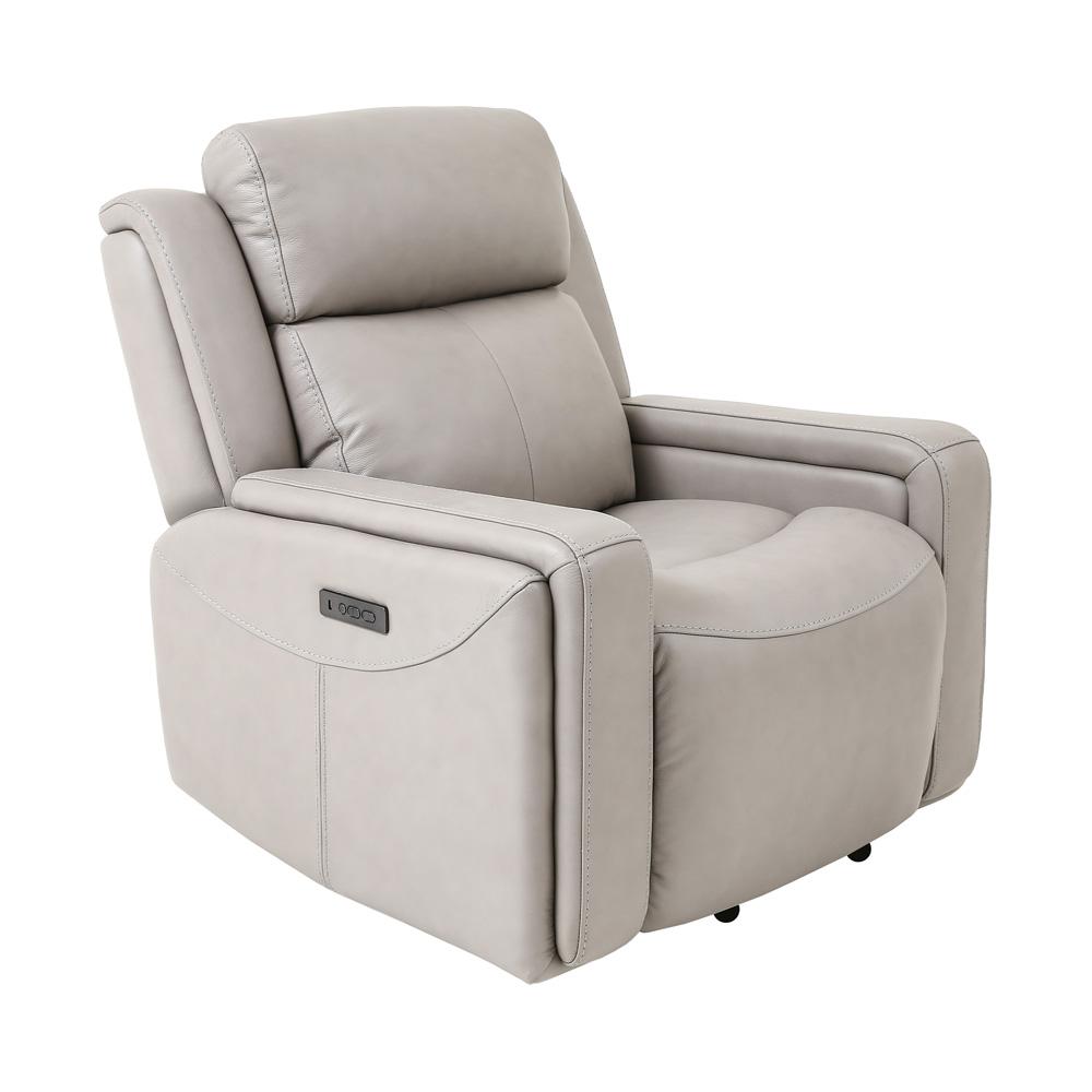 Armen Living - Claude Dual Power Headrest and Lumbar Support Recliner Chair in Light Grey Genuine Leather - LCCL1GR veiw 1