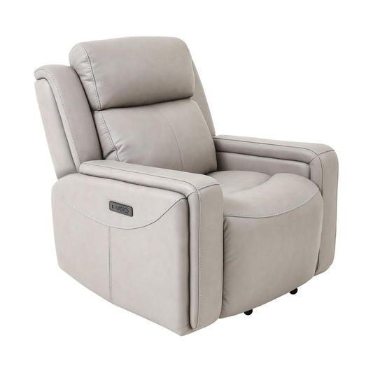 Armen Living - Claude Dual Power Headrest and Lumbar Support Recliner Chair in Light Grey Genuine Leather - LCCL1GR veiw 1