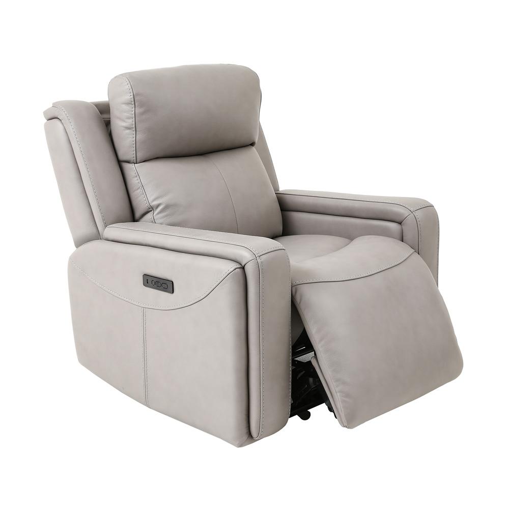 Armen Living - Claude Dual Power Headrest and Lumbar Support Recliner Chair in Light Grey Genuine Leather - LCCL1GR veiw 3