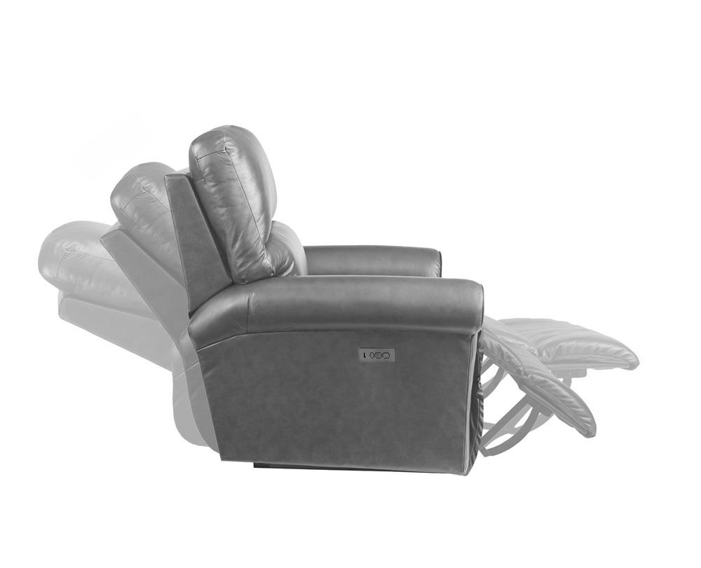 Armen Living - Claude Dual Power Headrest and Lumbar Support Recliner Chair in Light Grey Genuine Leather - LCCL1GR veiw 7