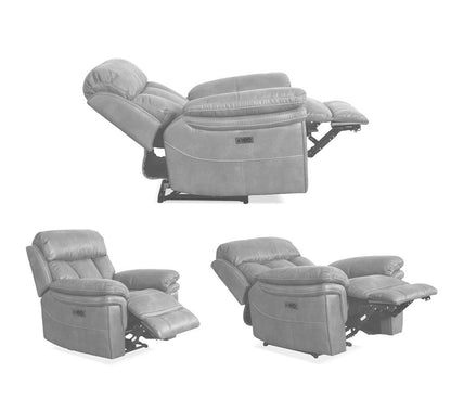 Armen Living - Claude Dual Power Headrest and Lumbar Support Recliner Chair in Light Grey Genuine Leather - LCCL1GR veiw 8