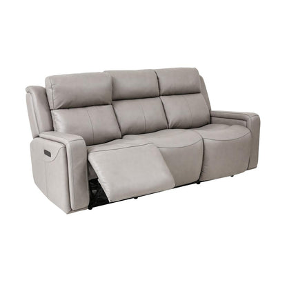 Armen Living - Claude Dual Power Headrest and Lumbar Support Reclining Sofa in Light Grey Genuine Leather - LCCL3GR veiw 1