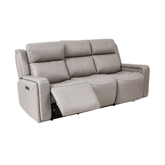 Armen Living - Claude Dual Power Headrest and Lumbar Support Reclining Sofa in Light Grey Genuine Leather - LCCL3GR veiw 1