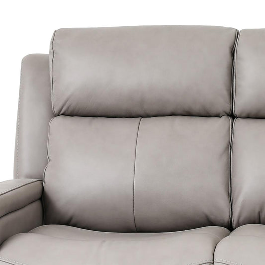 Armen Living - Claude Dual Power Headrest and Lumbar Support Reclining Sofa in Light Grey Genuine Leather - LCCL3GR veiw 2