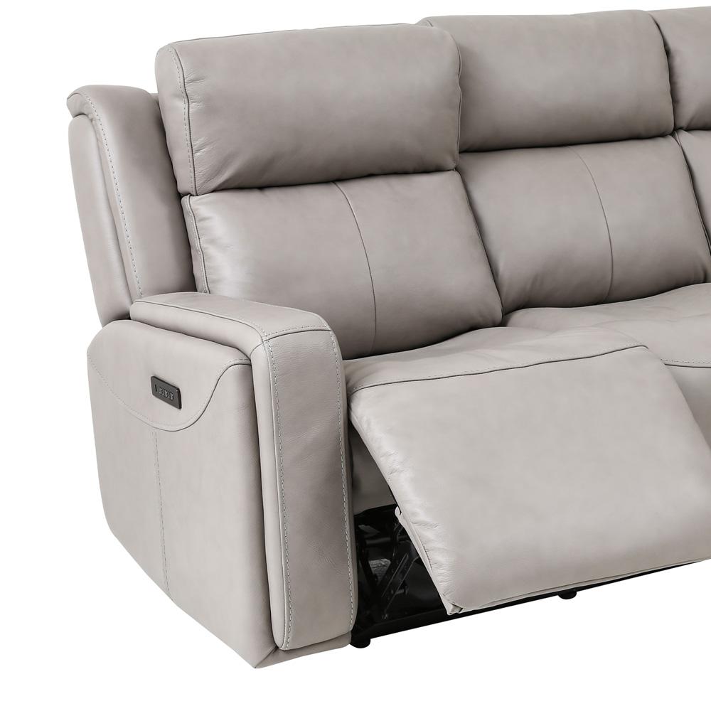 Armen Living - Claude Dual Power Headrest and Lumbar Support Reclining Sofa in Light Grey Genuine Leather - LCCL3GR veiw 4