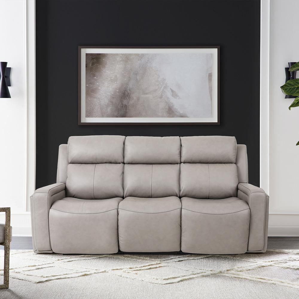 Armen Living - Claude Dual Power Headrest and Lumbar Support Reclining Sofa in Light Grey Genuine Leather - LCCL3GR veiw 9
