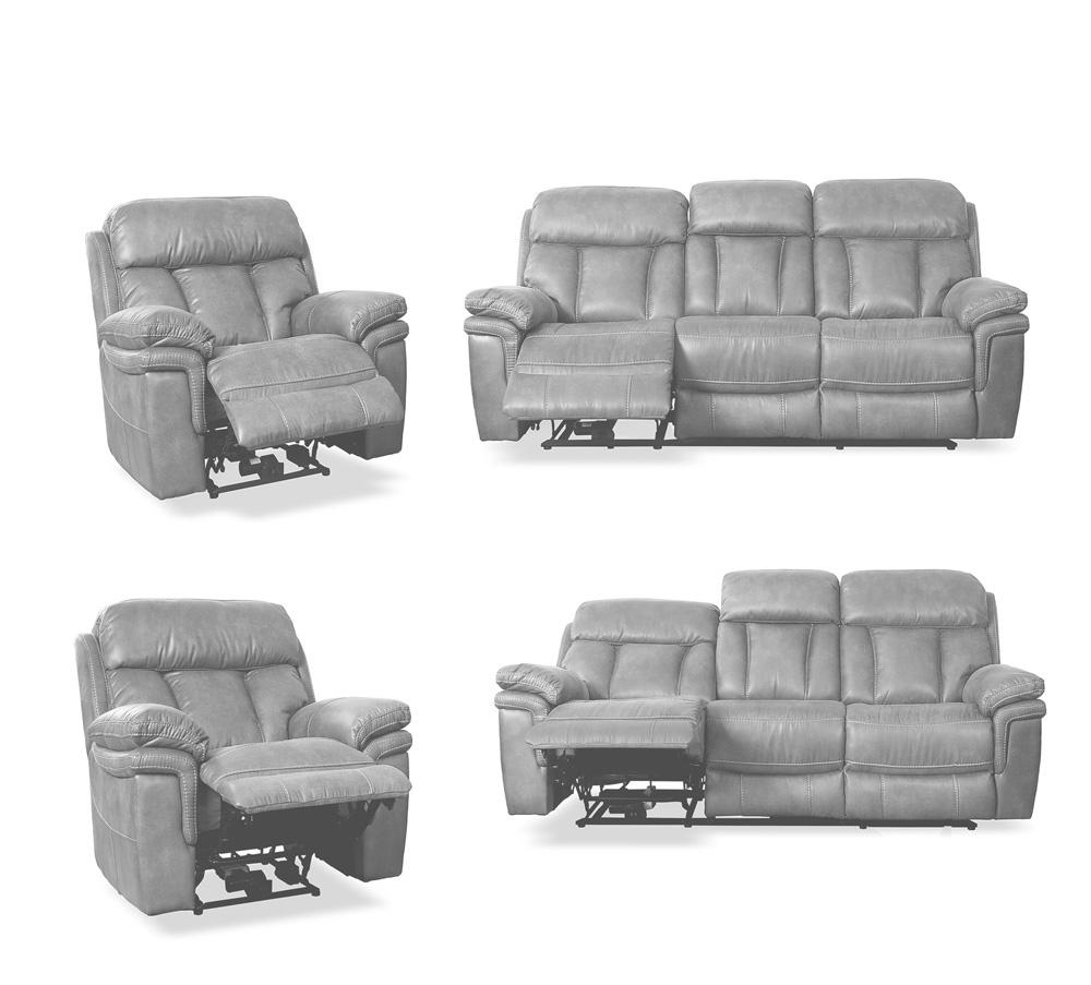 Armen Living - Claude Dual Power Headrest and Lumbar Support Reclining 2 Piece Sofa and Recliner Set in Light Grey Genuine Leather - SETCLGRY2PC veiw 8