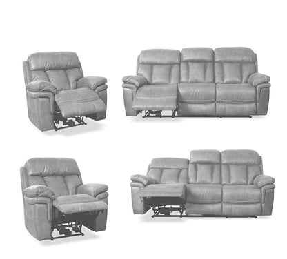 Armen Living - Claude Dual Power Headrest and Lumbar Support Reclining 2 Piece Sofa and Recliner Set in Light Grey Genuine Leather - SETCLGRY2PC veiw 8
