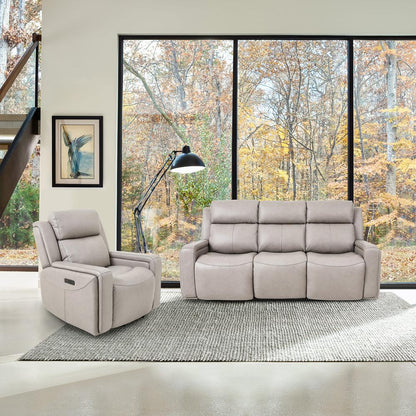 Armen Living - Claude Dual Power Headrest and Lumbar Support Reclining 2 Piece Sofa and Recliner Set in Light Grey Genuine Leather - SETCLGRY2PC veiw 9