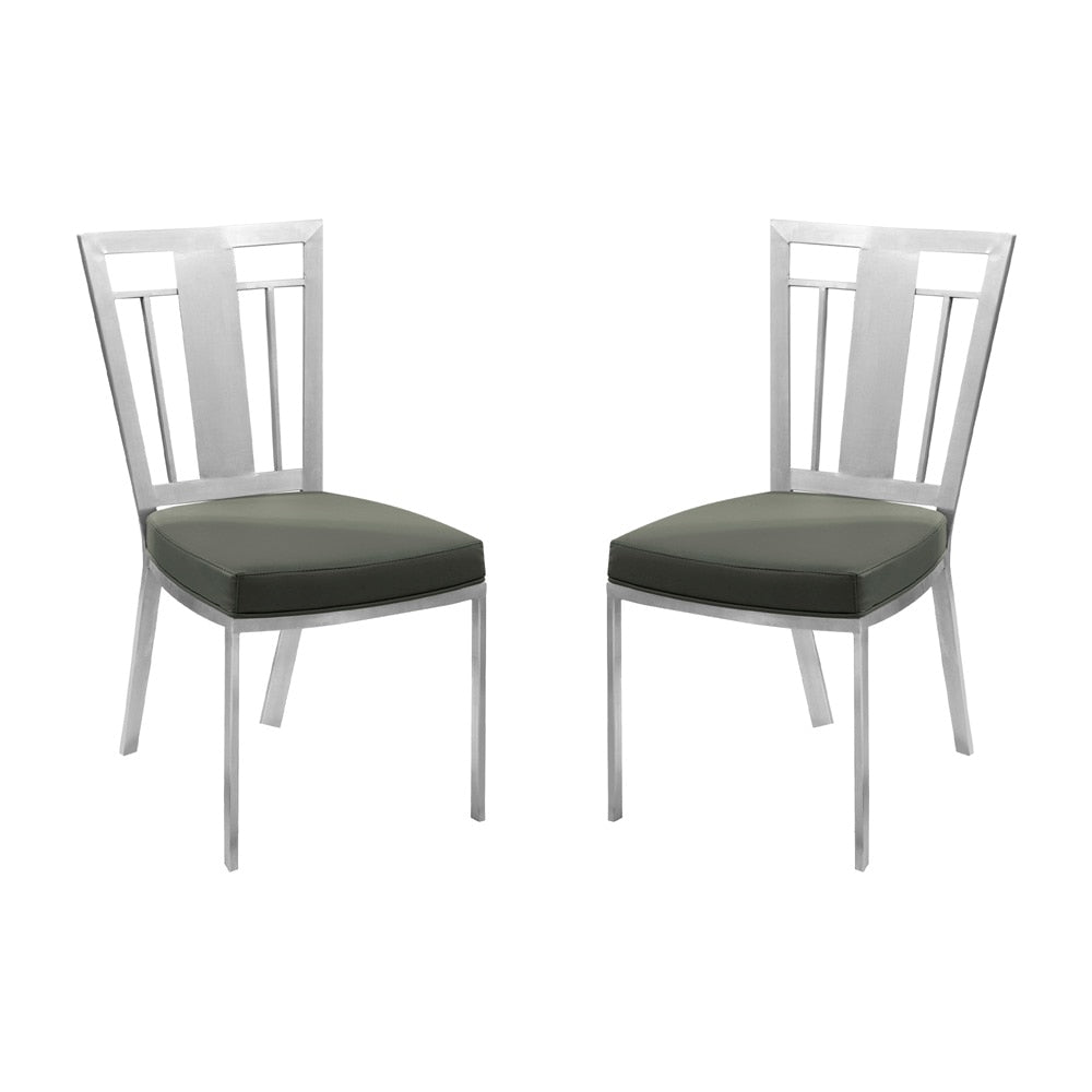 Armen Living - Cleo Contemporary Dining Chair In Gray and Stainless Steel (Set of 2) - LCCLCHGRB201 veiw 1