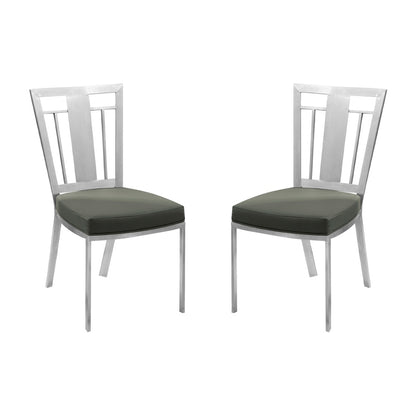 Armen Living - Cleo Contemporary Dining Chair In Gray and Stainless Steel (Set of 2) - LCCLCHGRB201 veiw 1