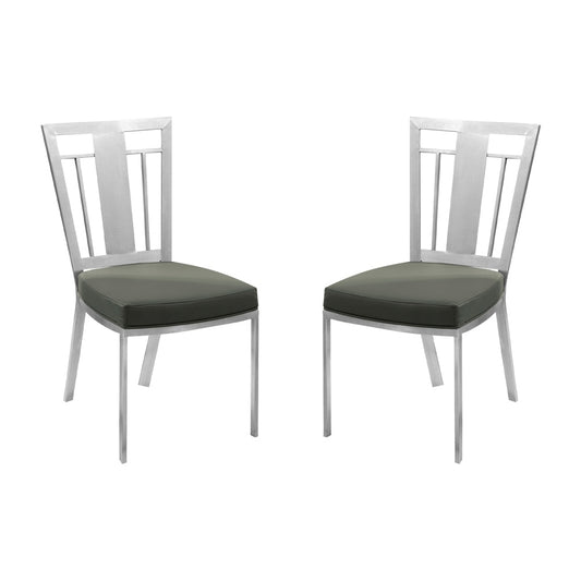 Armen Living - Cleo Contemporary Dining Chair In Gray and Stainless Steel (Set of 2) - LCCLCHGRB201 veiw 1