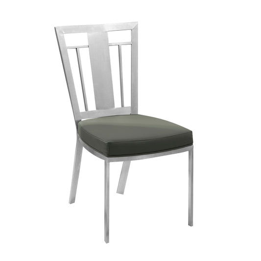 Armen Living - Cleo Contemporary Dining Chair In Gray and Stainless Steel (Set of 2) - LCCLCHGRB201 veiw 2