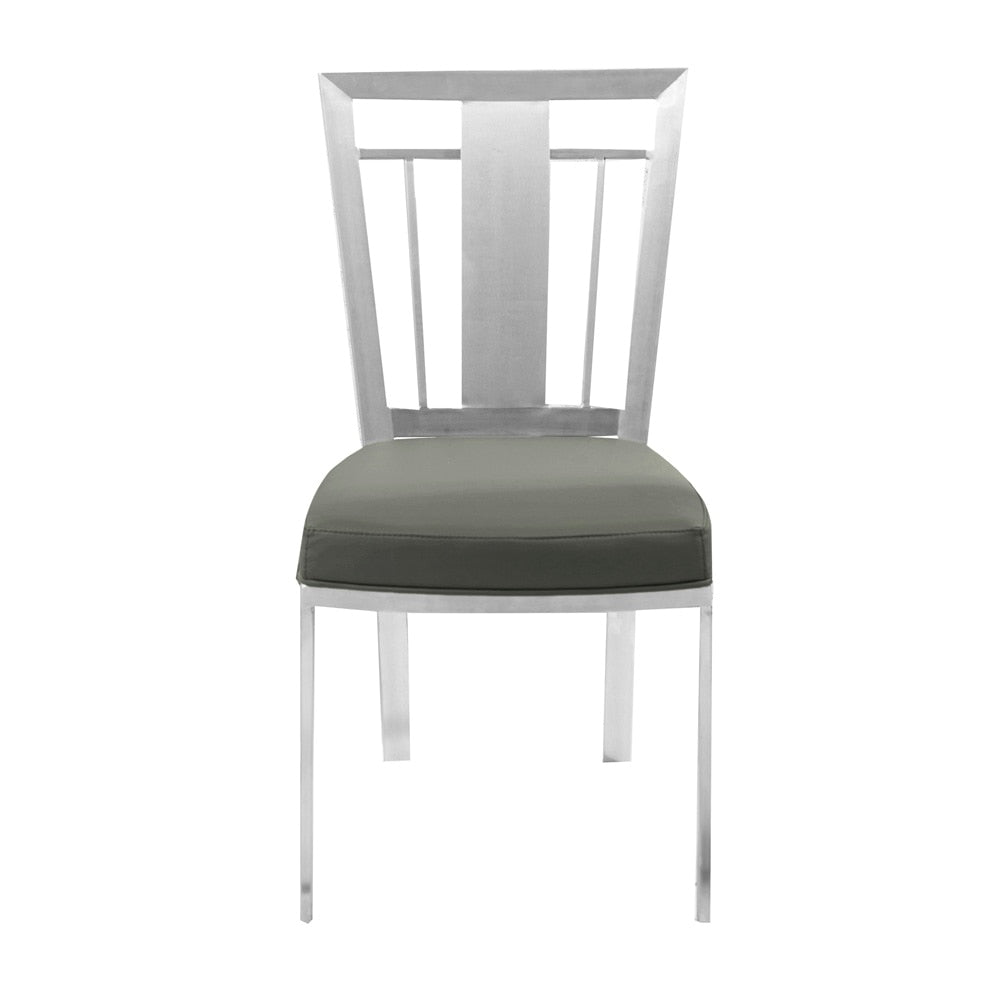 Armen Living - Cleo Contemporary Dining Chair In Gray and Stainless Steel (Set of 2) - LCCLCHGRB201 veiw 3