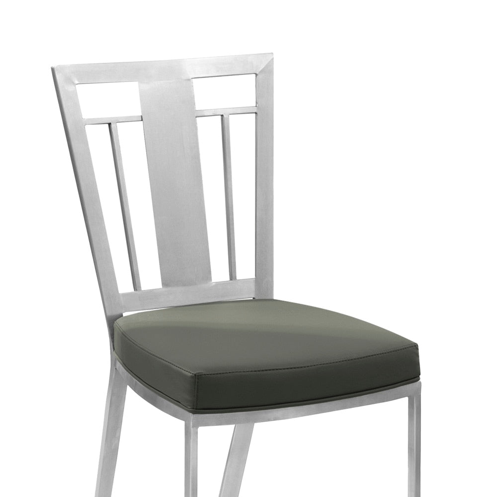 Armen Living - Cleo Contemporary Dining Chair In Gray and Stainless Steel (Set of 2) - LCCLCHGRB201 veiw 4