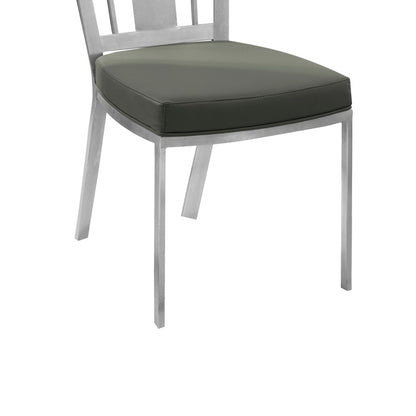Armen Living - Cleo Contemporary Dining Chair In Gray and Stainless Steel (Set of 2) - LCCLCHGRB201 veiw 5