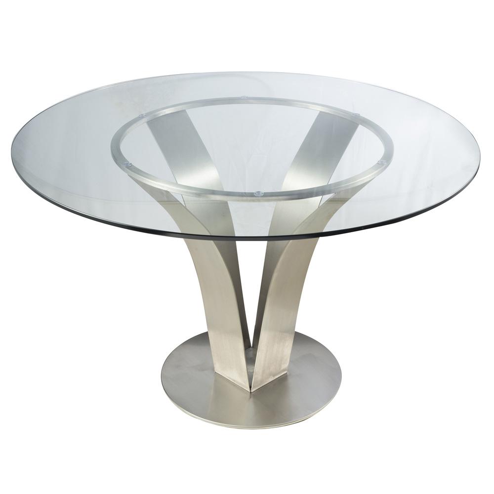 Armen Living - Cleo Contemporary Dining Table In Stainless Steel With Clear Glass - LCCLDIB201TO veiw 1
