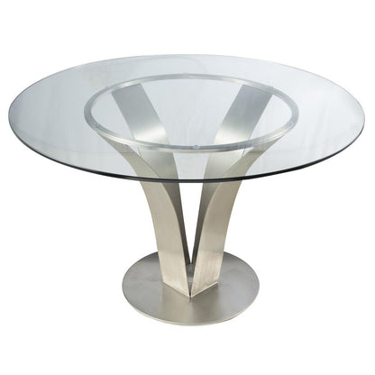 Armen Living - Cleo Contemporary Dining Table In Stainless Steel With Clear Glass - LCCLDIB201TO veiw 1
