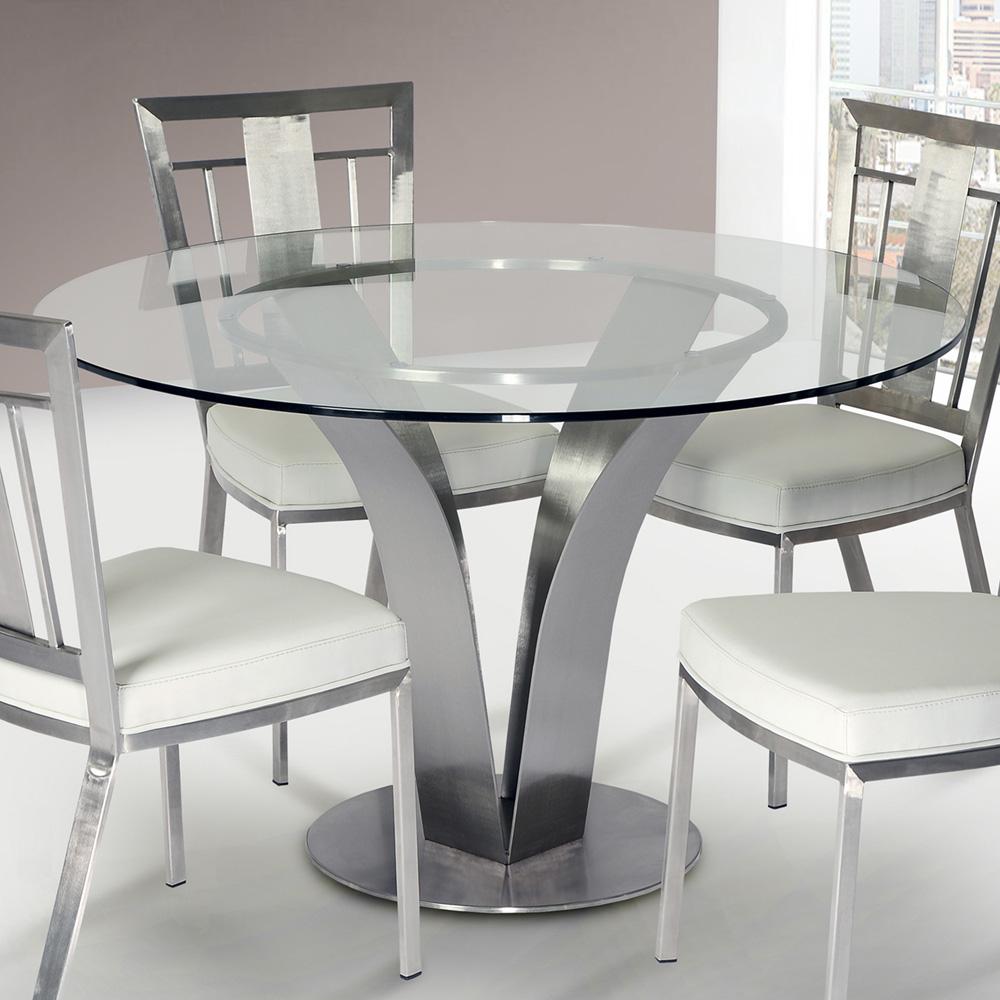 Armen Living - Cleo Contemporary Dining Table In Stainless Steel With Clear Glass - LCCLDIB201TO veiw 2