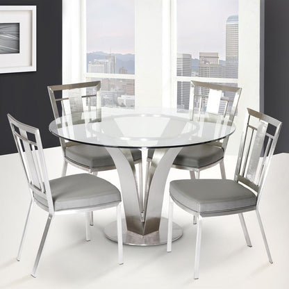 Armen Living - Cleo Contemporary Dining Table In Stainless Steel With Clear Glass - LCCLDIB201TO veiw 3