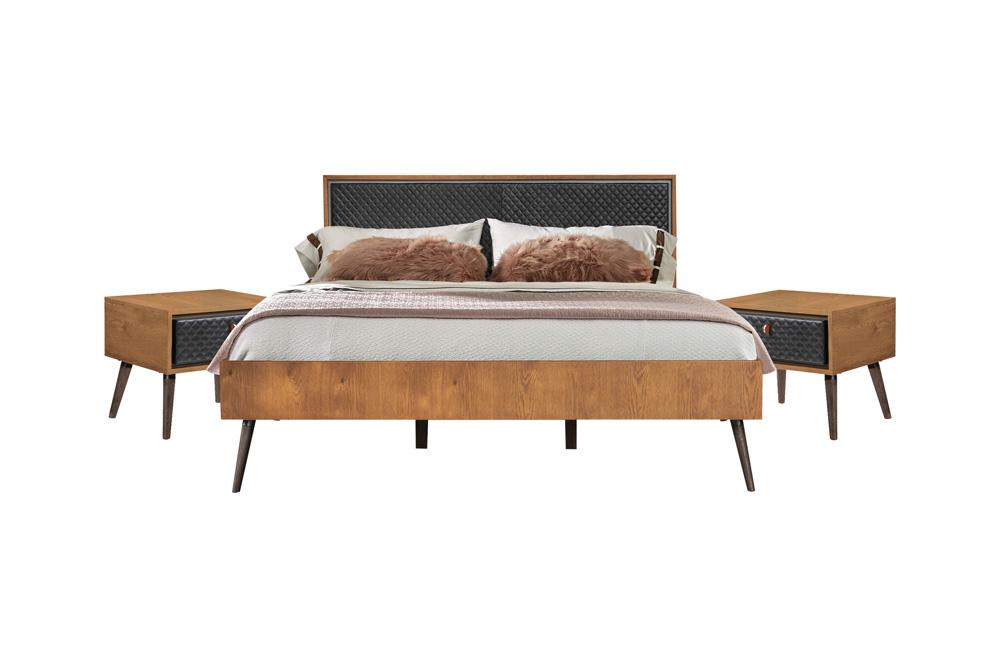 Armen Living - Coco Rustic 3 Piece Upholstered Platform Bedroom set in King with 2 Nightstands  - SETCOBDKG3A veiw 1