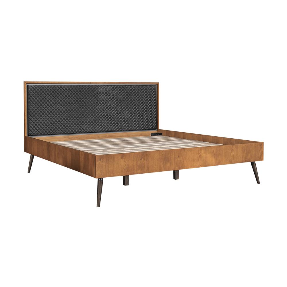 Armen Living - Coco Rustic 3 Piece Upholstered Platform Bedroom set in King with 2 Nightstands  - SETCOBDKG3A veiw 2