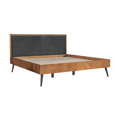 Armen Living - Coco Rustic 3 Piece Upholstered Platform Bedroom set in King with 2 Nightstands  - SETCOBDKG3A veiw 2