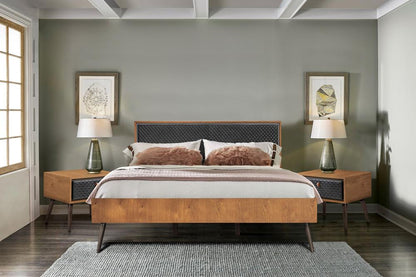 Armen Living - Coco Rustic 3 Piece Upholstered Platform Bedroom set in King with 2 Nightstands  - SETCOBDKG3A veiw 6
