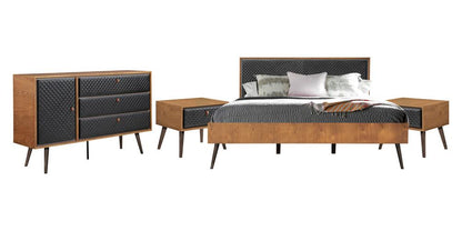 Armen Living - Coco Rustic 4 piece Upholstered Platform Bedroom Set in King with Dresser and 2 Nightstands  - SETCOBDKG4B veiw 1